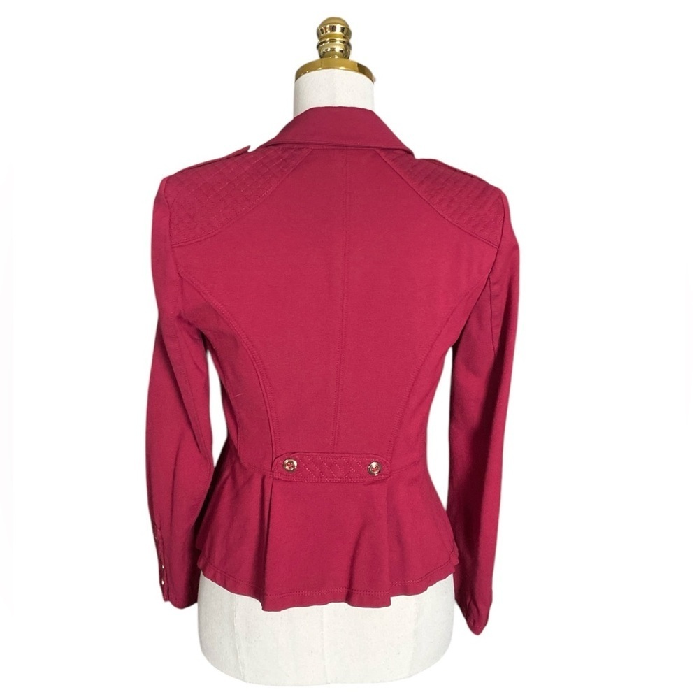 WHITE HOUSE BLACK MARKET | Ruby Red Ponte Military Jacket Blazer Women’s Size 4 - Picture 9 of 14